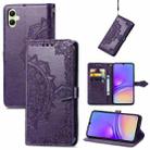 For Samsung Galaxy A05 Mandala Flower Embossed Leather Phone Case(Purple) - 1