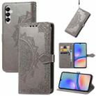 For Samsung Galaxy A05s Mandala Flower Embossed Leather Phone Case(Gray) - 1