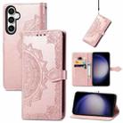 For Samsung Galaxy S23 FE 5G Mandala Flower Embossed Leather Phone Case(Rose Gold) - 1