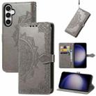 For Samsung Galaxy S23 FE 5G Mandala Flower Embossed Leather Phone Case(Gray) - 1