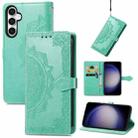 For Samsung Galaxy S23 FE 5G Mandala Flower Embossed Leather Phone Case(Green) - 1