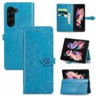 For Samsung Galaxy Z Fold5 Mandala Flower Embossed Leather Phone Case(Blue) - 1