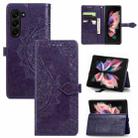 For Samsung Galaxy Z Fold5 Mandala Flower Embossed Leather Phone Case(Purple) - 1