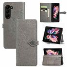 For Samsung Galaxy Z Fold5 Mandala Flower Embossed Leather Phone Case(Gray) - 1