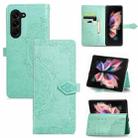 For Samsung Galaxy Z Fold5 Mandala Flower Embossed Leather Phone Case(Green) - 1