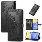 For Samsung Galaxy A15 Mandala Flower Embossed Leather Phone Case(Black) - 1