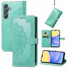 For Samsung Galaxy A15 Mandala Flower Embossed Leather Phone Case(Green) - 1