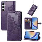 For Samsung Galaxy A35 5G Mandala Flower Embossed Leather Phone Case(Purple) - 1