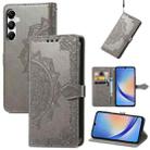 For Samsung Galaxy A35 5G Mandala Flower Embossed Leather Phone Case(Gray) - 1