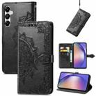 For Samsung Galaxy A55 5G Mandala Flower Embossed Leather Phone Case(Black) - 1
