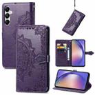 For Samsung Galaxy A55 5G Mandala Flower Embossed Leather Phone Case(Purple) - 1