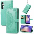 For Samsung Galaxy A55 5G Mandala Flower Embossed Leather Phone Case(Green) - 1