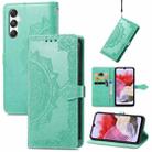 For Samsung Galaxy M34 5G Mandala Flower Embossed Leather Phone Case(Green) - 1
