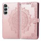 For Samsung Galaxy M15 Mandala Flower Embossed Leather Phone Case(Rose Gold) - 1