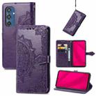 For Samsung Galaxy M35 Mandala Flower Embossed Leather Phone Case(Purple) - 1