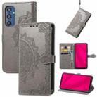 For Samsung Galaxy M35 Mandala Flower Embossed Leather Phone Case(Gray) - 1