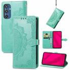 For Samsung Galaxy M35 Mandala Flower Embossed Leather Phone Case(Green) - 1