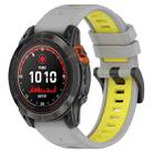 For Garmin Fenix 7 Pro 47mm 22mm Sports Two-Color Silicone Watch Band(Grey+Yellow) - 1