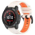 For Garmin Fenix 7 Pro 47mm 22mm Sports Two-Color Silicone Watch Band(Starlight+Orange) - 1