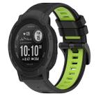 For Garmin  Instinct 2 Solar 22mm Sports Two-Color Silicone Watch Band(Black+Lime Green) - 1