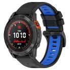 For Garmin Epix Pro 47mm 22mm Sports Two-Color Silicone Watch Band(Black+Blue) - 1