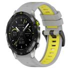 For Garmin MARQ Athlete Gen 2 22mm Sports Two-Color Silicone Watch Band(Grey+Yellow) - 1