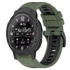 For Garmin Instinct Crossover 22mm Sports Two-Color Silicone Watch Band(Olive Green+Black) - 1