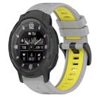 For Garmin Instinct Crossover 22mm Sports Two-Color Silicone Watch Band(Grey+Yellow) - 1