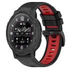 For Garmin Instinct Crossover Solar 22mm Sports Two-Color Silicone Watch Band(Black+Red) - 1