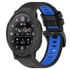 For Garmin Instinct Crossover Solar 22mm Sports Two-Color Silicone Watch Band(Black+Blue) - 1