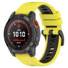 For Garmin Fenix 7 22mm Sports Two-Color Silicone Watch Band(Yellow+Black) - 1