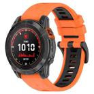 For Garmin Fenix 7 Solar 22mm Sports Two-Color Silicone Watch Band(Orange+Black) - 1