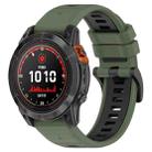 For Garmin Fenix 7 Solar 22mm Sports Two-Color Silicone Watch Band(Olive Green+Black) - 1