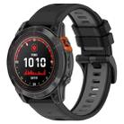 For Garmin Fenix 7 Solar 22mm Sports Two-Color Silicone Watch Band(Black+Grey) - 1