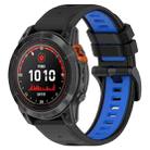For Garmin Fenix 7 Sapphire Solar 22mm Sports Two-Color Silicone Watch Band(Black+Blue) - 1