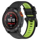 For Garmin Fenix 7 Sapphire Solar 22mm Sports Two-Color Silicone Watch Band(Black+Lime Green) - 1