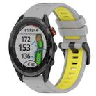 For Garmin Approach S62 22mm Sports Two-Color Silicone Watch Band(Grey+Yellow) - 1