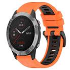 For Garmin Fenix 6 GPS 22mm Sports Two-Color Silicone Watch Band(Orange+Black) - 1