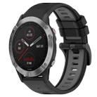 For Garmin Fenix 6 GPS 22mm Sports Two-Color Silicone Watch Band(Black+Grey) - 1
