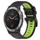 For Garmin Fenix 6 GPS 22mm Sports Two-Color Silicone Watch Band(Black+Lime Green) - 1