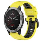 For Garmin Fenix 6 GPS 22mm Sports Two-Color Silicone Watch Band(Yellow+Black) - 1