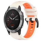 For Garmin Fenix 6 GPS 22mm Sports Two-Color Silicone Watch Band(Starlight+Orange) - 1