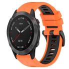 For Garmin Fenix 6 Pro GPS 22mm Sports Two-Color Silicone Watch Band(Orange+Black) - 1