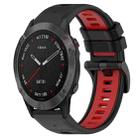 For Garmin Fenix 6 Pro GPS 22mm Sports Two-Color Silicone Watch Band(Black+Red) - 1