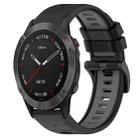 For Garmin Fenix 6 Pro GPS 22mm Sports Two-Color Silicone Watch Band(Black+Grey) - 1