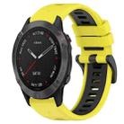 For Garmin Fenix 6 Pro GPS 22mm Sports Two-Color Silicone Watch Band(Yellow+Black) - 1