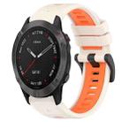 For Garmin Fenix 6 Pro GPS 22mm Sports Two-Color Silicone Watch Band(Starlight+Orange) - 1