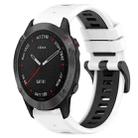 For Garmin Fenix 6 Sapphire GPS 22mm Sports Two-Color Silicone Watch Band(White+Black) - 1