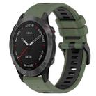 For Garmin Fenix 6 Sapphire GPS 22mm Sports Two-Color Silicone Watch Band(Olive Green+Black) - 1