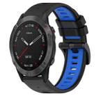 For Garmin Fenix 6 Sapphire GPS 22mm Sports Two-Color Silicone Watch Band(Black+Blue) - 1